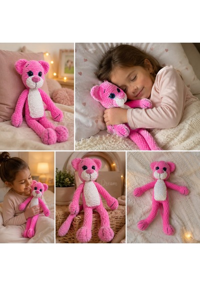 Amigurami Pembe Panter Uyku Arkadaşı 046 - Pembe