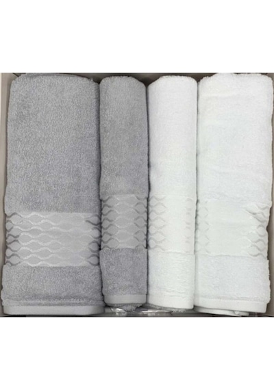 Elissa Best Set Hamam Seti Banyo Havlu Takımı Gri-beyaz Gri