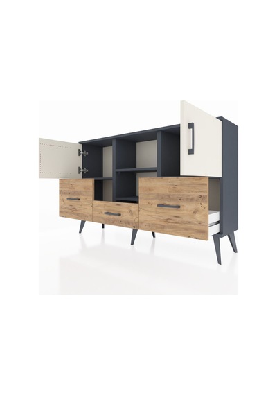 Arges Konsol 4 Raflı 3 Çekmeceli 3 Kapaklı 132x30x83 Antrasit-aytaşı/çam Aytaşı/çam Arges Konsol 4 Raflı 3 Çekmeceli 3 Kapaklı 132x30x83 Antrasit-aytaşı/çam Aytaşı/çam