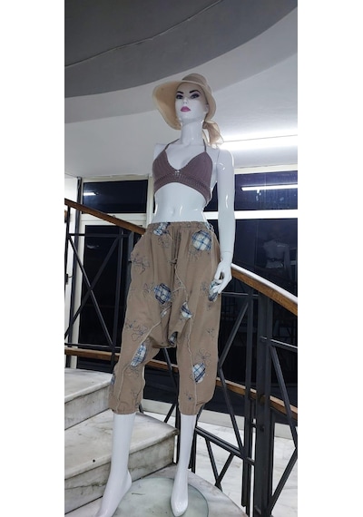Boho Şalvar Pantolon Asimetrik Ceket Takım Vizon