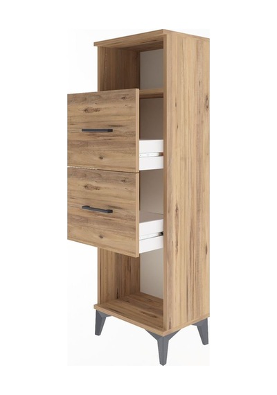 Arges Dolap Tek Raflı 2 Çekmeceli 44x30x134 Çam-çam Çam