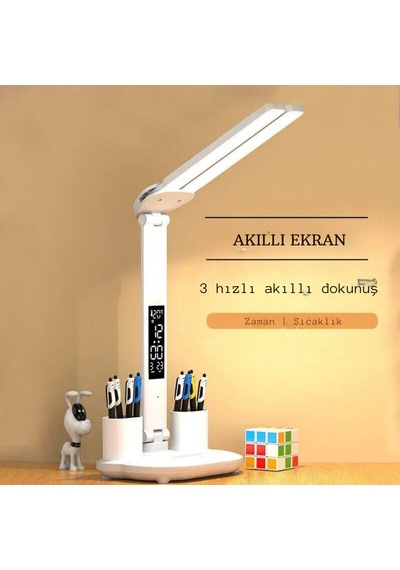 Techtic 5in1 Çok Fonksiyonlu Şarjlı Masa Lambası+saat+termometre Techtic 5in1 Çok Fonksiyonlu Şarjlı Masa Lambası+saat+termometre