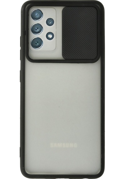 Samsung Galaxy  Uyumlu,  A72 Kılıf Palm Buzlu Kamera Sürgülü Silikon - Siyah
