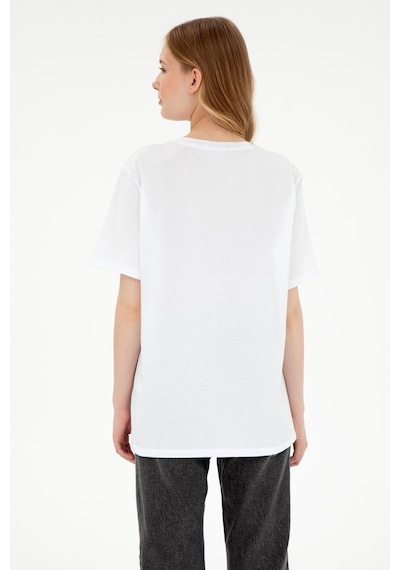U.S. Polo Assn. Kadın Beyaz Bisiklet Yaka Basic Tişört 50300850-VR013
