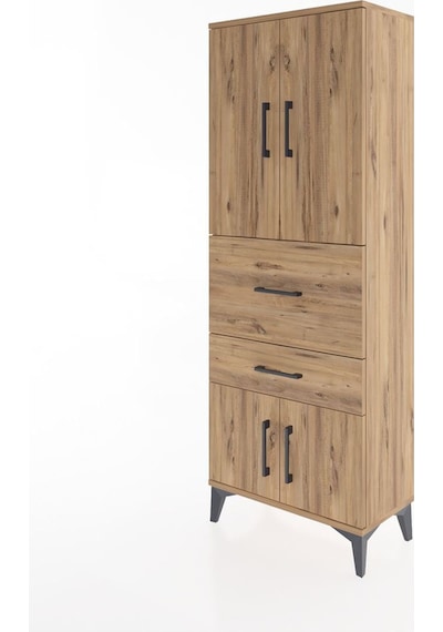 Arges Dolap 3 Raflı 2 Çekmeceli 4 Kapaklı 60x30x163 Çam-çam Atlas Çam