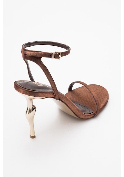 Luvishoes Jasmin Bakır-kahverengi Saten Tek Bantlı Kadın Topuklu Ayakkabı Bakır