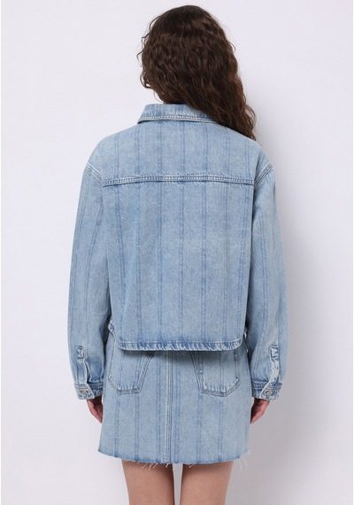 Colins Oversize Fit Fermuarlı Astarsız Kadın Mavi Ceket Cl1075125 Q1.v1 Dn44348 Denim