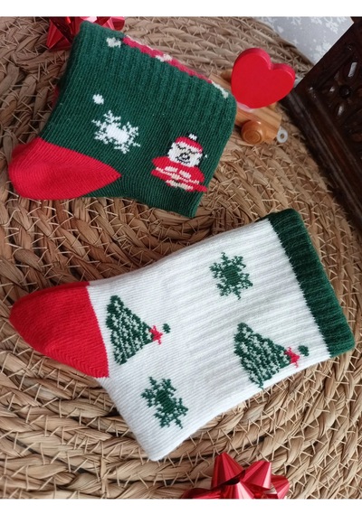 Butik 2'li Noel-Yılbaşı Konsept Unisex Çocuk Çorap