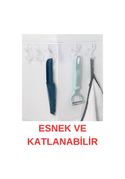 2 Adet Kendinden Yapışkanlı 5 Kancalı Askı Katlanabilir Esnek Şeffaf Güçlü Yapışkanlı Askılığı Plas Diğer