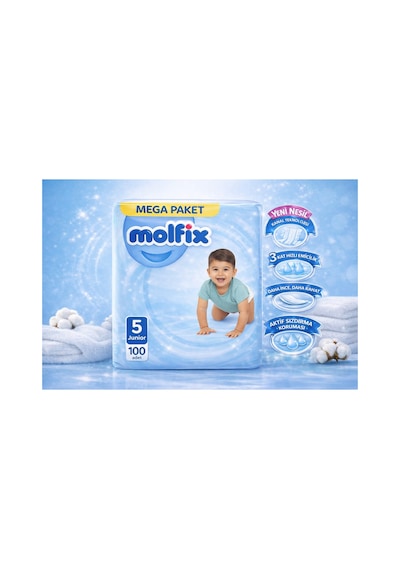 Molfix Mega Paket 5 Numara Junior 100 Adet Bebek Bezi 11-18 Kg