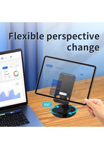 Ht-a10 Masaüstü Telefon Tablet Tutucu Stand Taşınabilir Portatif Metal Taban 360 Derece Dönebil
