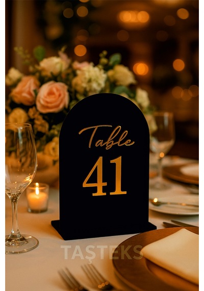 Gold Pleksi Kadife Kaplamalı Mdf Masa Numaralığı 5 Li Set Düğün/nişan/restoran/otel Çok Renkli
