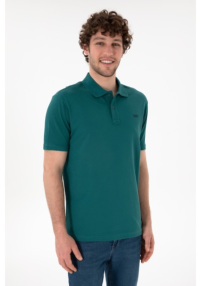 U.S. Polo Assn. Erkek Regular Fit Polo Yaka Koyu Yeşil Basic Tişört 50306007-VR101