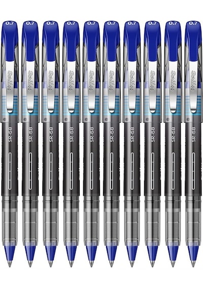 Mavi Pilot Kalem Sr-68 Roller Pen 10 Adet Scrikss Pilot Kalem 0.7 Mm Roller Uçlu Pilot Kalem İnce Uçlu Likit Mürekkepli Mavi
