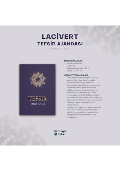 Tefsir Ajandası Normal Seri Lacivert Çok Renkli