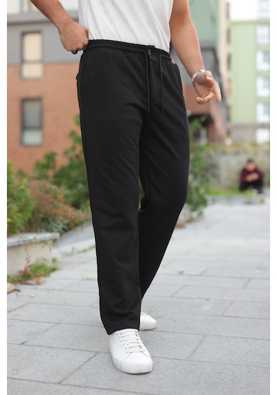 Vento Elegante Siyah Jogger Pantolon Fermuarlı Siyah Renk