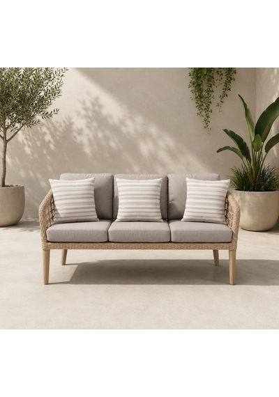 Rattan Bahçe Ve Balkon Mobilyası Tiena Model 3+1+1 Krem