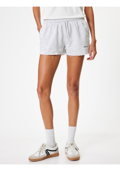 Koton Mini Şort Beli Bağcıklı Slogan İşlemeli Kesik Paça Slim Fit Cep Detaylı Kar Melanj 4sal40181ık Gri Melanj