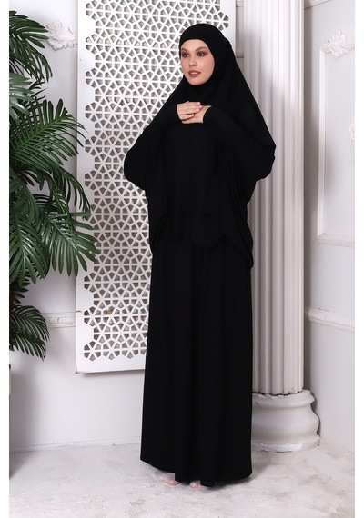 2 Parça Pratik Namaz Elbisesi 8016 Siyah