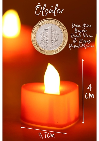 8 Adet Mini Led Mum Seti Pilli Dumansız Alevli Ledli Dekoratif Yapay Mum Dekor Işığı 8 Adet Kalp Kırmızı 4 Cm Çok Renkli