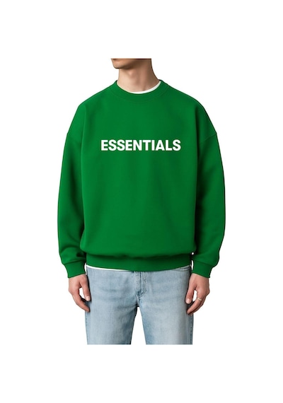 Benroma 3 İplik Penye Essentıals Baskılı Unisex Sweatshırt Yeşil