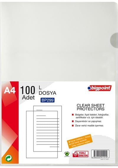 Bigpoint L Dosya Standart 90 Mikron 100'lü Paket