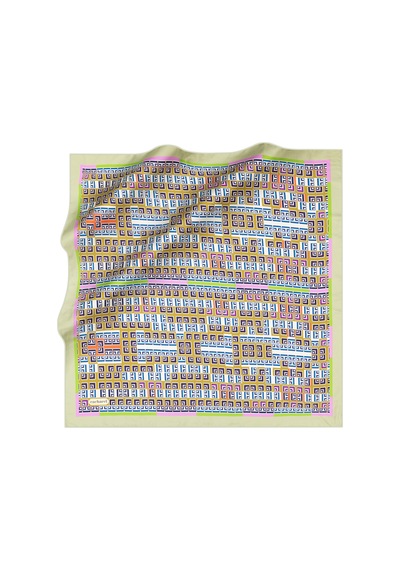 Geometrik Desenli Cacharel Twill Eşarp Pembe-yeşil Pembe-yeşil