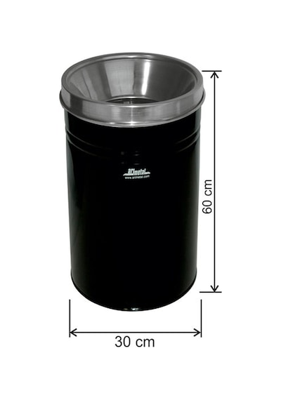 Paslanmaz Metal Kapalı Tip Çöp Kovası 42 Litre