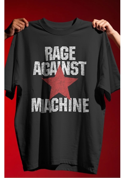 Rage Against Machine Rock Metal Müzik Grubu Baskılı Unisex Oversi Siyah