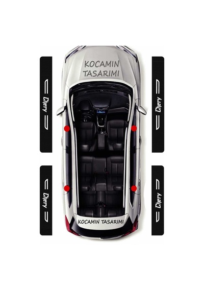 Tasarımlı Yazılı Karbon Kapı Eşiği Chery Tasarımlı İçin Siyah Dekoratif 2 Ön 2 Arka Kapı Koruyucu Set Chery Tasarımlı 4 Adet