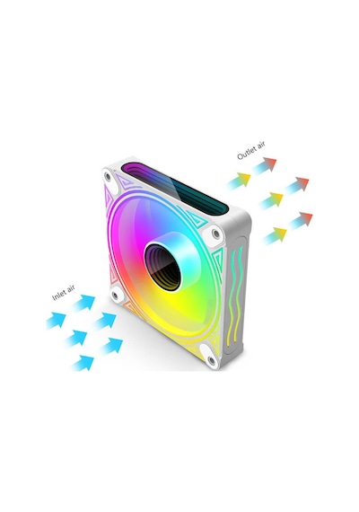 Coolmoon - Dm1 12cm Kasa Fanı 5v 3pin Argb Aura Sync 12v 4pin Pwm Soğutucu Fan - 120mm - Beyaz