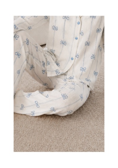 Fit Women Kadın Desenli Relaxed Beyaz Pijama Takımı 4661
