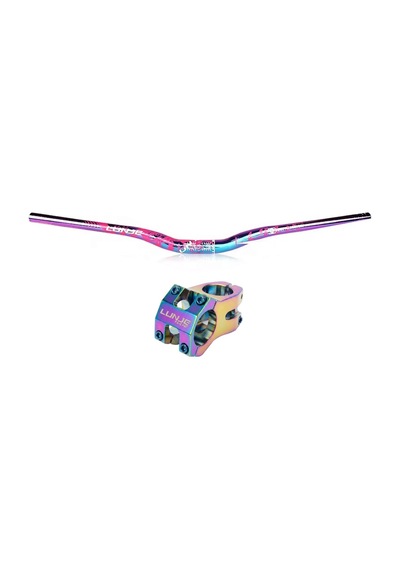 Lunje Rainbow Pembe Alüminyum 780mm Bisiklet Gidon Boğaz Seti Çok Renkli
