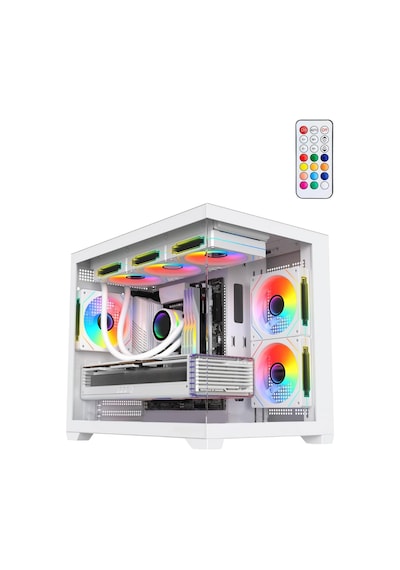 Terranova Kumandalı 6 Argb Fanlı Nova Beyaz Midi Tower Cam Panel Gaming Oyuncu Bilgisayar Kasas
