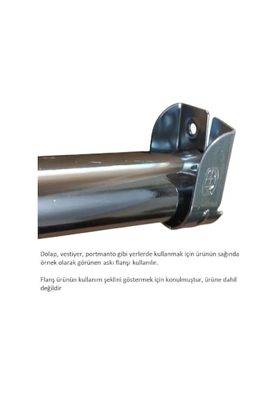 Yuvarlak Askı Borusu, 30 Cm, Parlak Metal, Mutfak, Banyo, Vestiyer, Portmanto, Çok Amaçlı Metalik