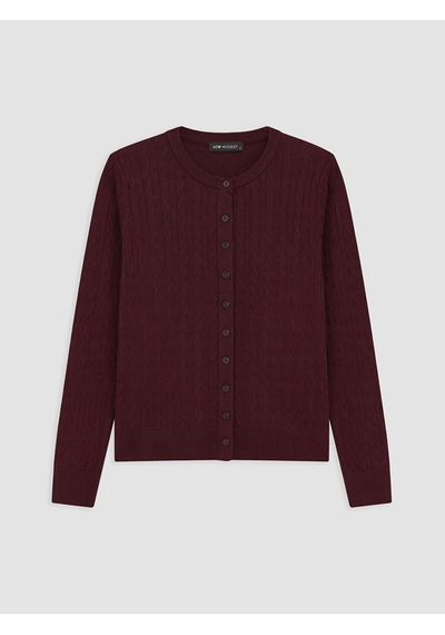 Lcw Modest Bordo Saç Örgüsü Desenli Kadın Triko Hırka