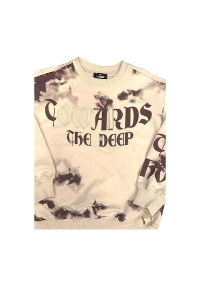 Carinos Erkek Çocuk Batik Desenli Coward Yazılı Sweatshirt-14847 Bej