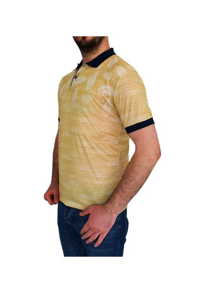 Çizgi Triko Erkek Polo Yaka Palmiye Tshirt 3514