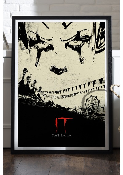 It Siyah Ahşap Çerçeveli Poster, Film Duvar Tablosu