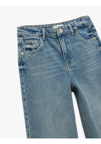 Koton Rahat Kalıp Düğmeli Pamuklu Jean Pantolon Orta İndigo 5skb40030td Indigo