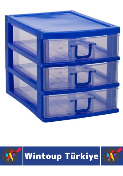 Takıorganizer Dayanıklı Plastik Masa Üstü Dolap Raf Küçük Eşya 3 Çekmeceli Komidin Mini Organizer Çok Renkli