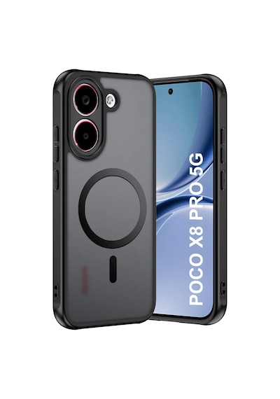 Xiaomi Poco X8 Pro Uyumlu Kılıf Kamera Çevresi Korumalı Mat Siyah Magsafe Şarj Destekli