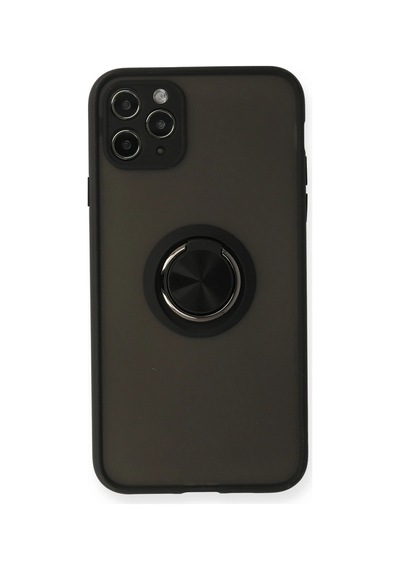 Apple Uyumlu iPhone 11 Pro Kılıf Montreal Yüzüklü Silikon Kapak Siyah,