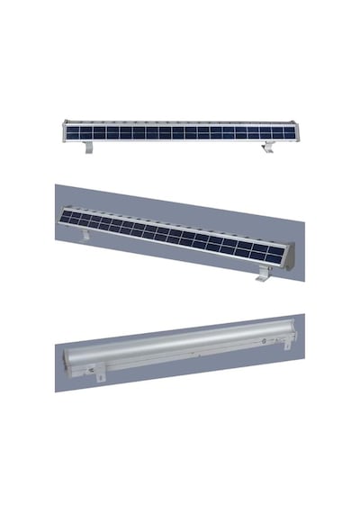 Tr 100cm Güneş Enerjili Solar Led Lamba - 24 Ledli Duvar Lambası - Alüminyum Kasa - Solar Büyük Aplik