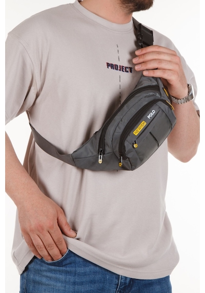 Newish Polo Erkek Kumaş Usb Kulaklık Çıkışlı Crossbody Çapraz Göğüs Omuz Ve Bel Çantası New201 - Gri