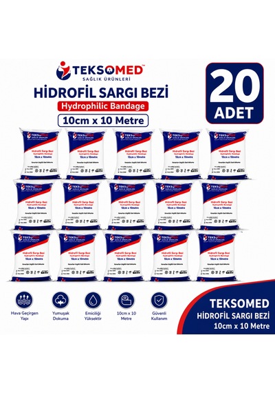 Teksomed Hidrofil Sargı Bezi 10cmx10 Metre 20 Adet