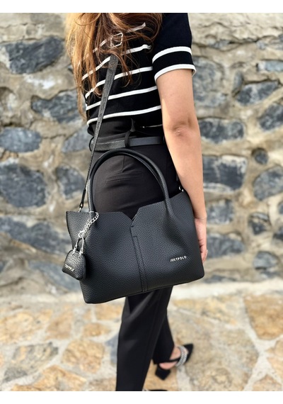Just Polo Kadın Orijinal Just Polo Yumuşak Deri Ayarlanabilir Askılı Lüks El Ve Omuz Çantası Shoulder Bag Siyah