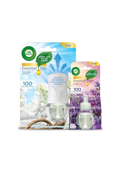 Wick Le Elektrikli Oda Kokusu Temizliğin Esintisi Kit Cihaz + Yedek Şişe + Lavanta Yedek Şişe Abundance Prosperity