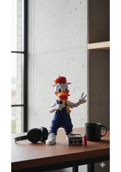 Rapçi Donald Duck Karakter Figürü - Pop-art Sokak Sanatı Heykelcik - Hypebeast Ofis Ve Masa Aksesuarı - Koleksiyonluk Dekoratif Obje Hip-hop Temalı