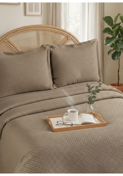 Reyna 3 Parça Çift Kişilik Pike Takımı Kahverengi 240 X 260 Cm Kahverengi